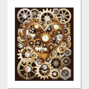 Steampunk Heart Love Machine Posters and Art